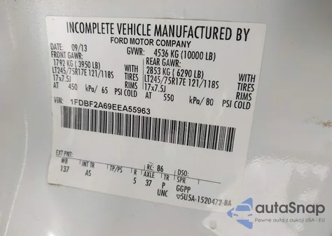 2014 Ford F-250 Xl из США, поврежденный, VIN 1FDBF2A69EEA55963